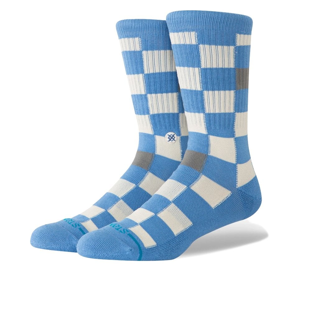 Chef Check Crew Sock  - Capri Blue