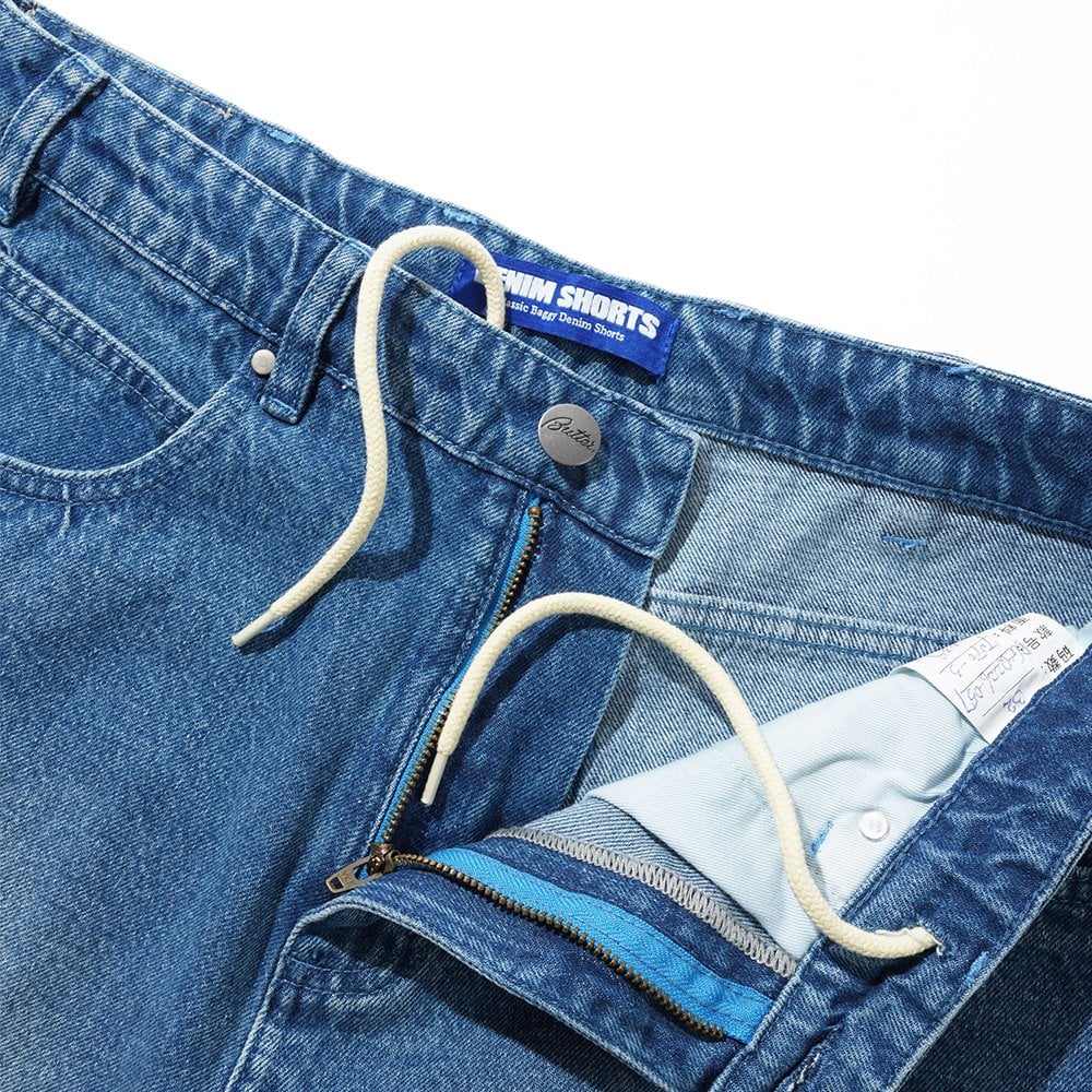 Drummer Baggy Denim Shorts - Stonewsh Blu