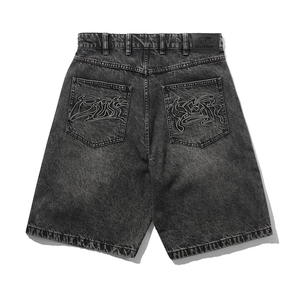 Drummer Baggy Denim Shorts - Streaky Blk