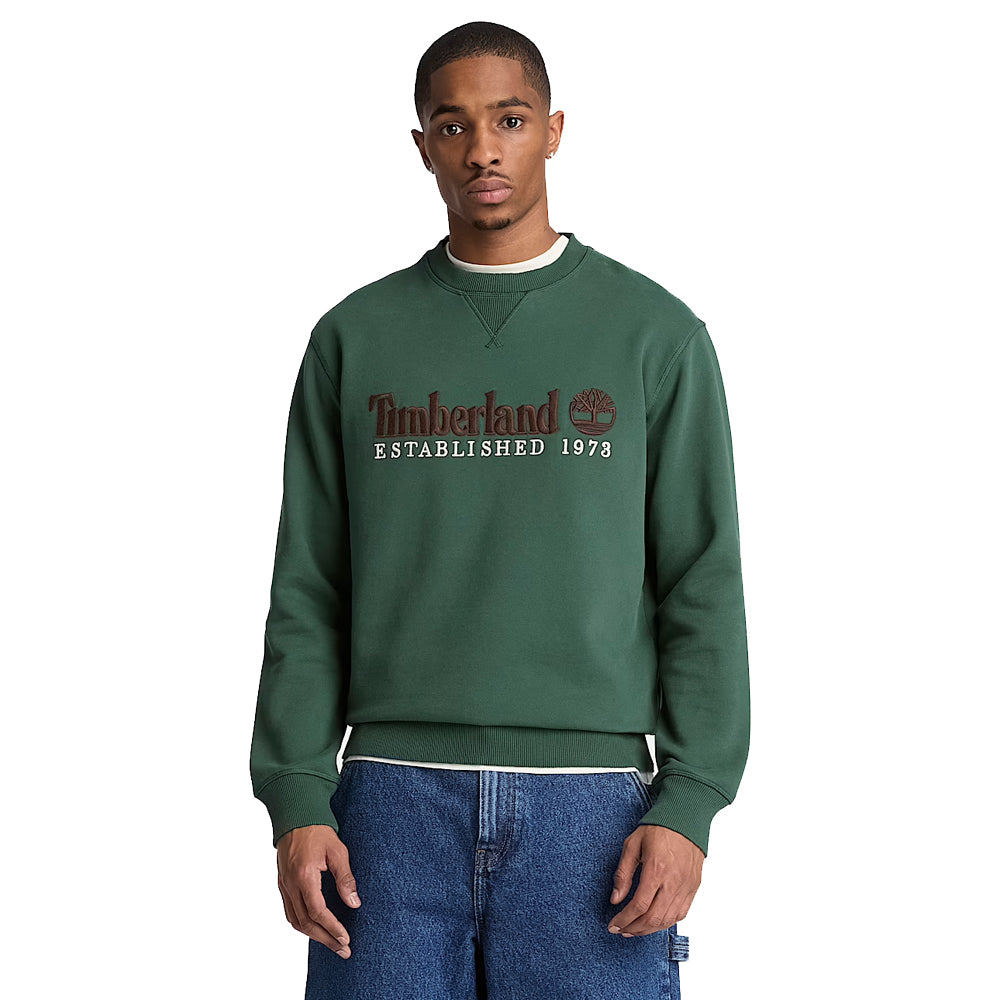 Established 1973 Embroidered Logo Crew Sweatshirt - Dark Green