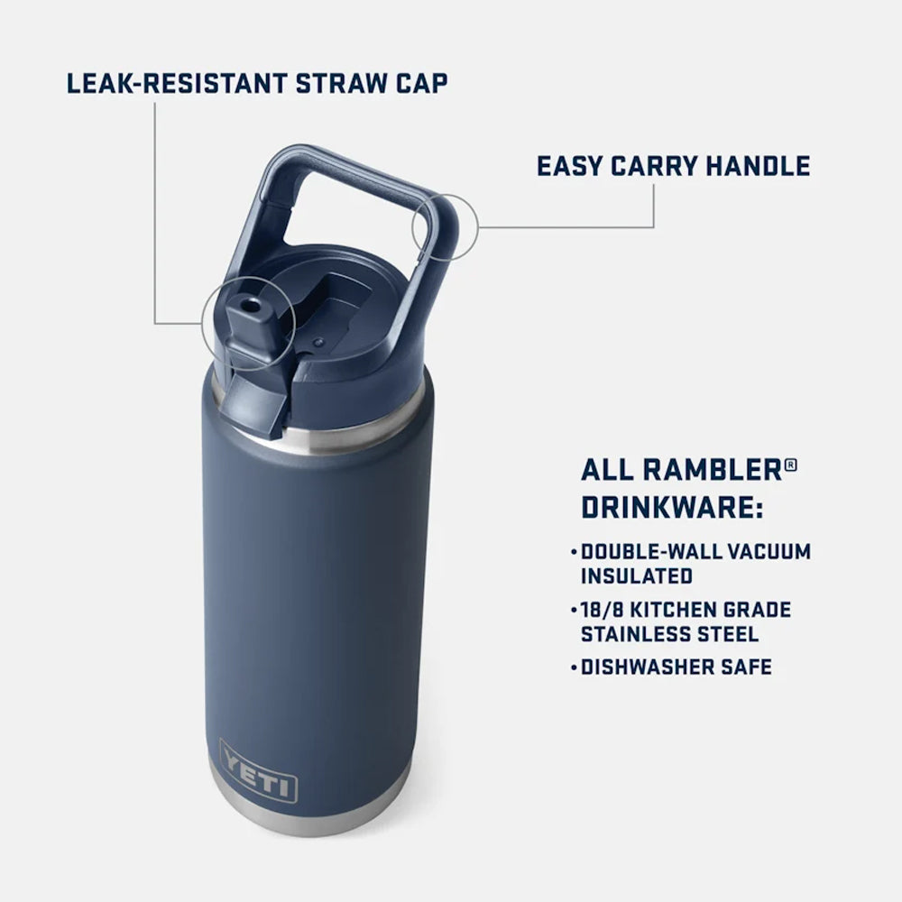Rambler 26 oz (769 ML) Bottle With Straw - Rescue Red