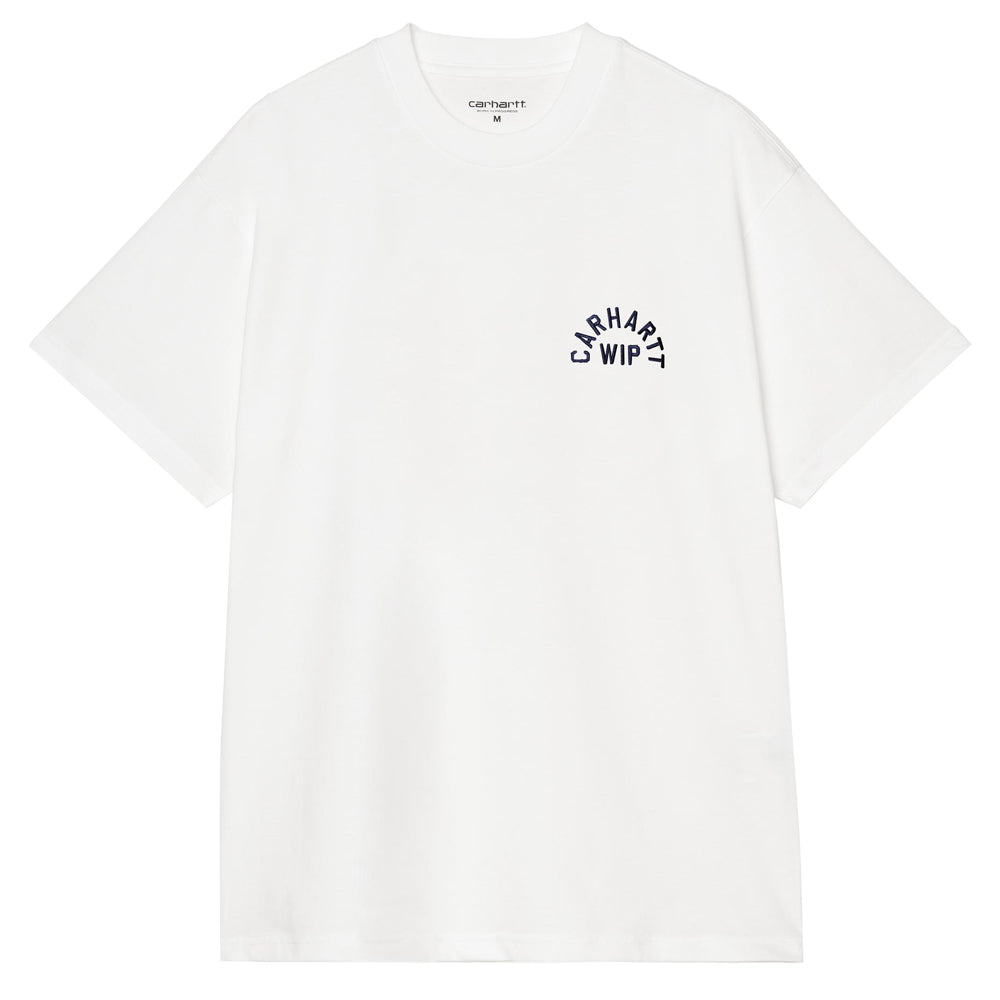 Arch Script T-Shirt - White/Dark Navy