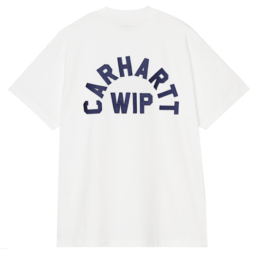Arch Script T-Shirt - White/Dark Navy