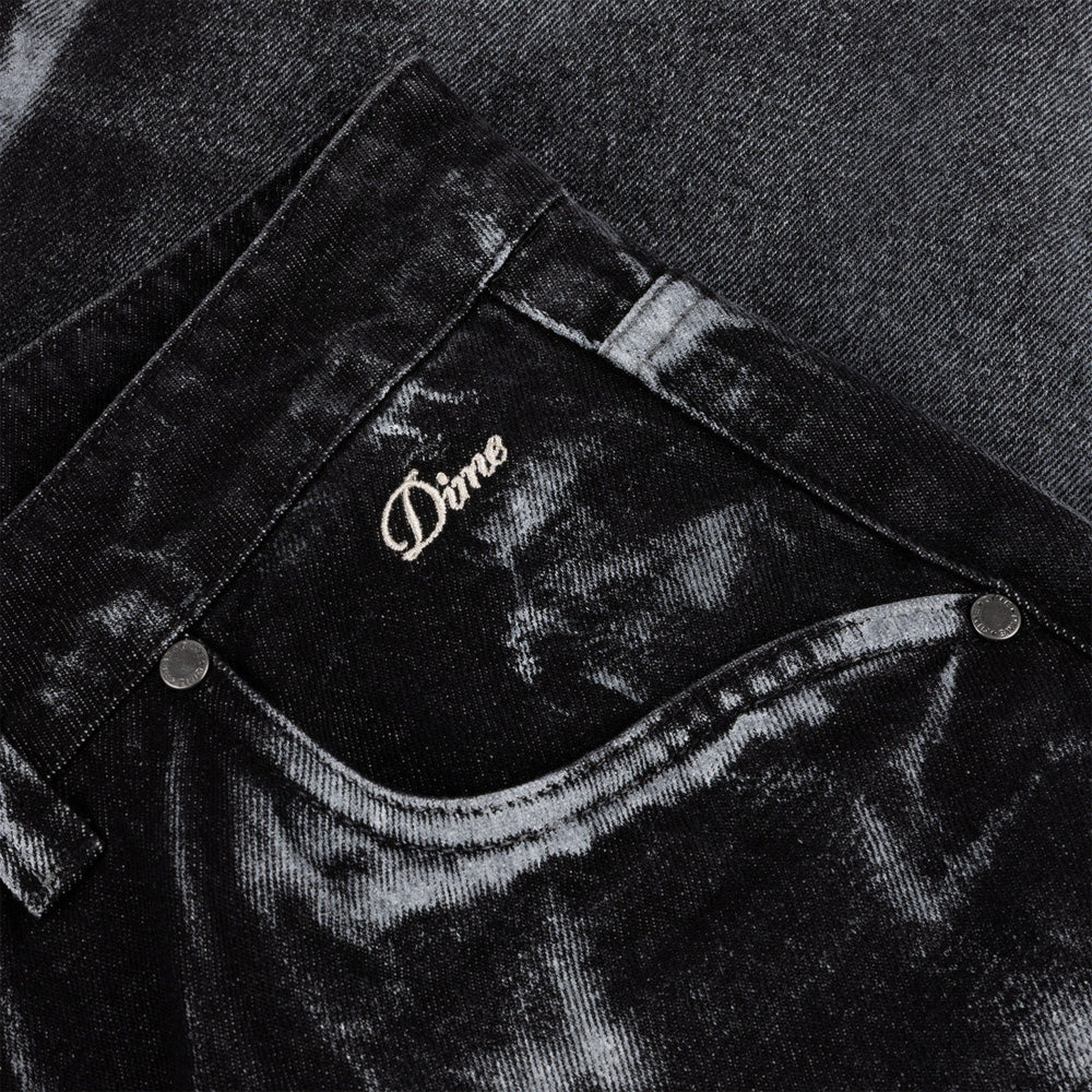 Baggy Denim Pants - Black (White Paint)