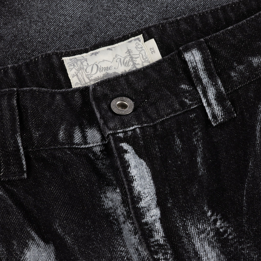 Baggy Denim Pants - Black (White Paint)