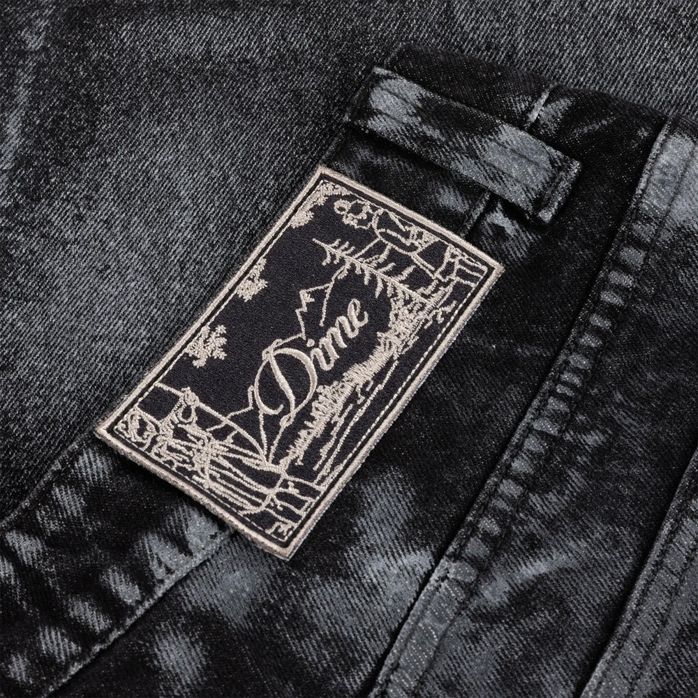 Baggy Denim Pants - Black (White Paint)