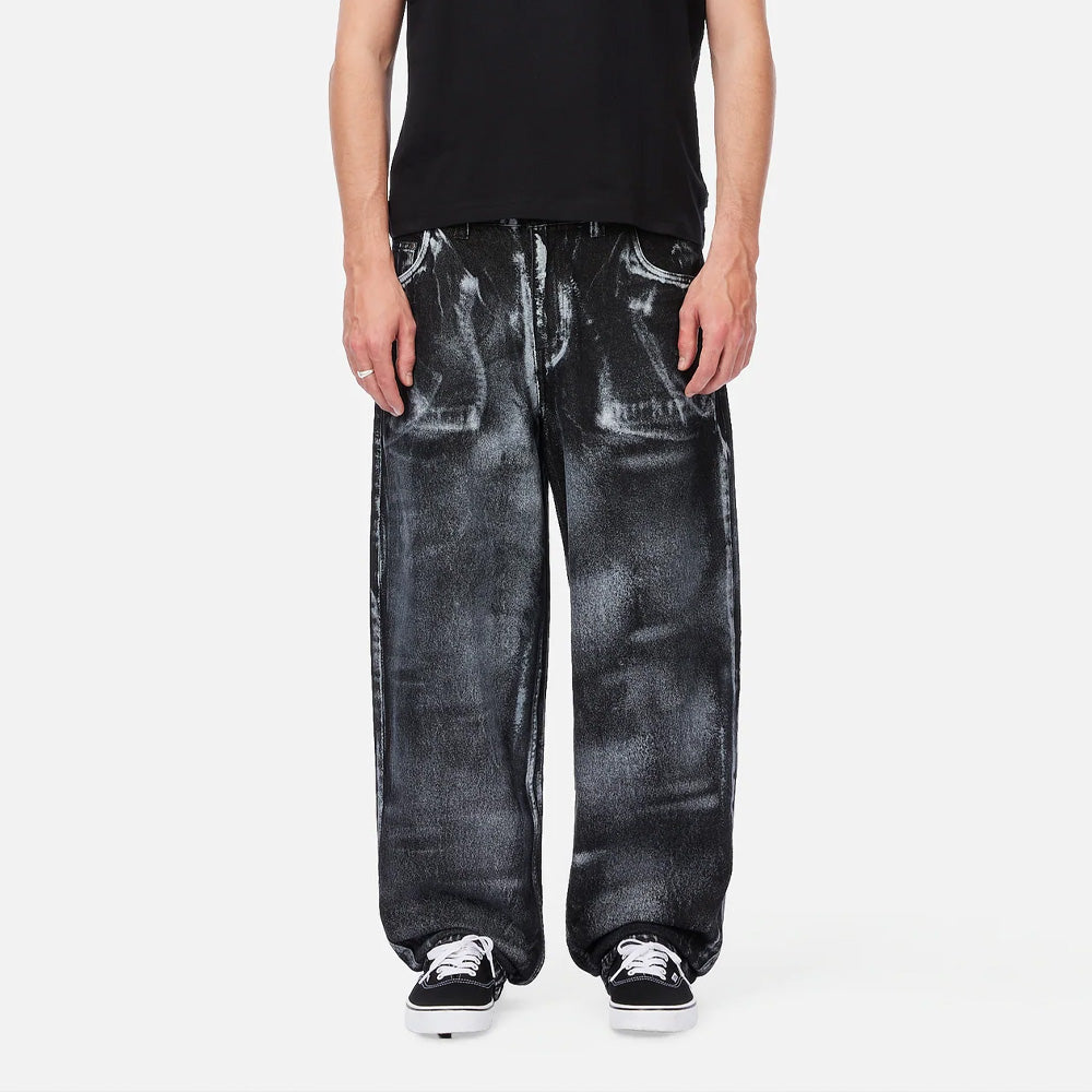 Baggy Denim Pants - Black (White Paint)