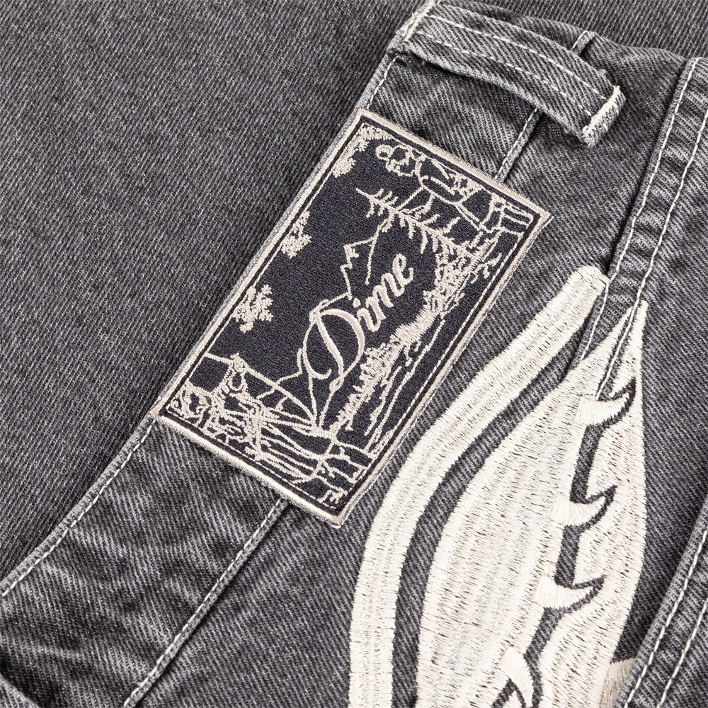 Baggy Wink Denim Pants - Faded Black