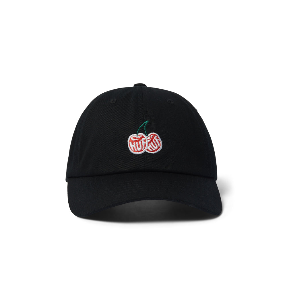 Cherries 6-Panel Curved Visor Hat - Black