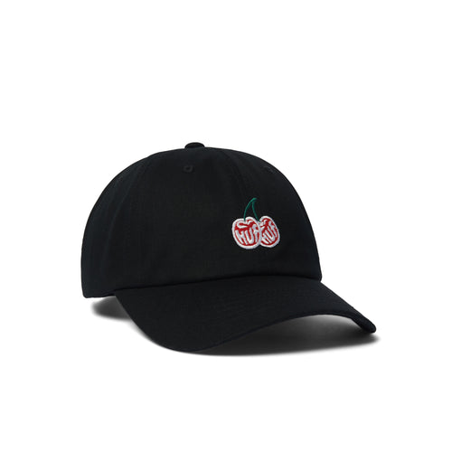 Cherries 6-Panel Curved Visor Hat - Black