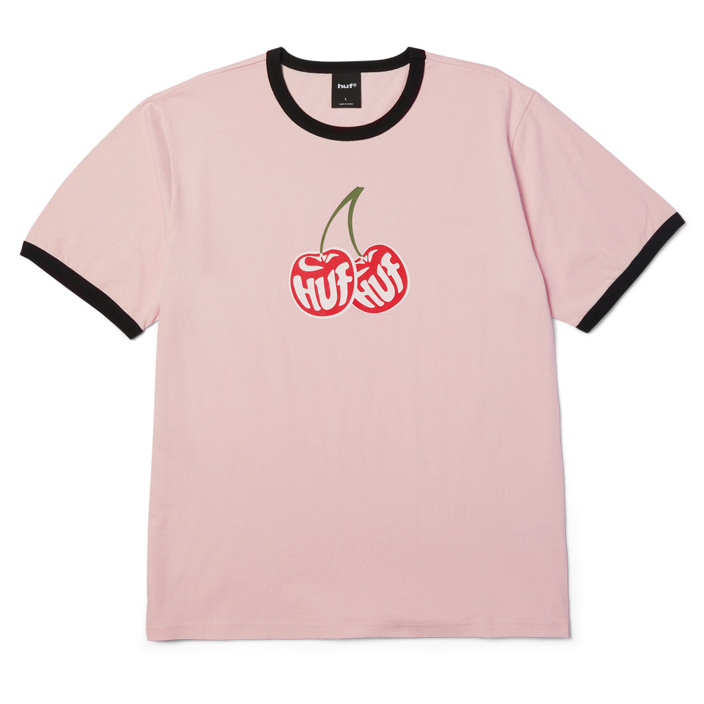 Cherries Ringer T-Shirt - Dusty Pink