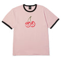 Cherries Ringer T-Shirt - Dusty Pink
