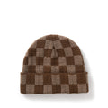Chunky Check Beanie - Brown