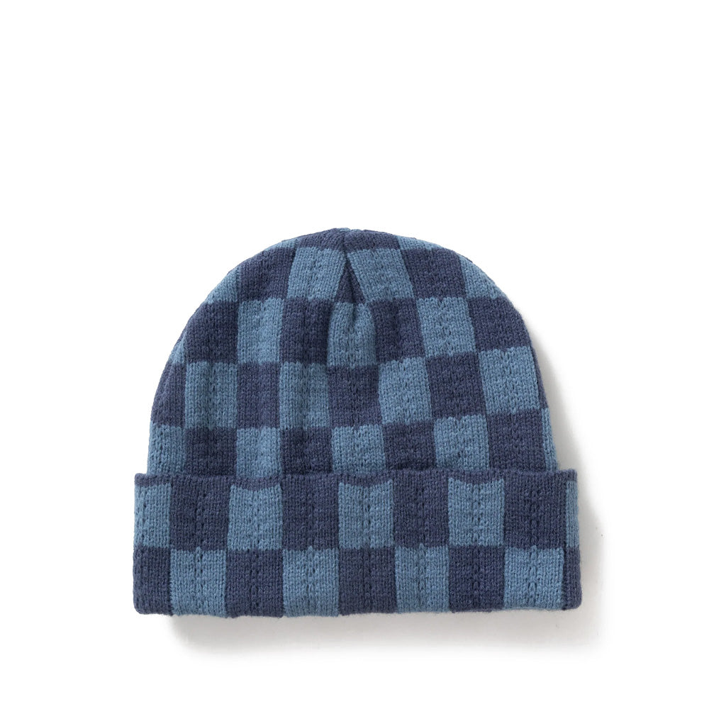 Chunky Check Beanie - Navy