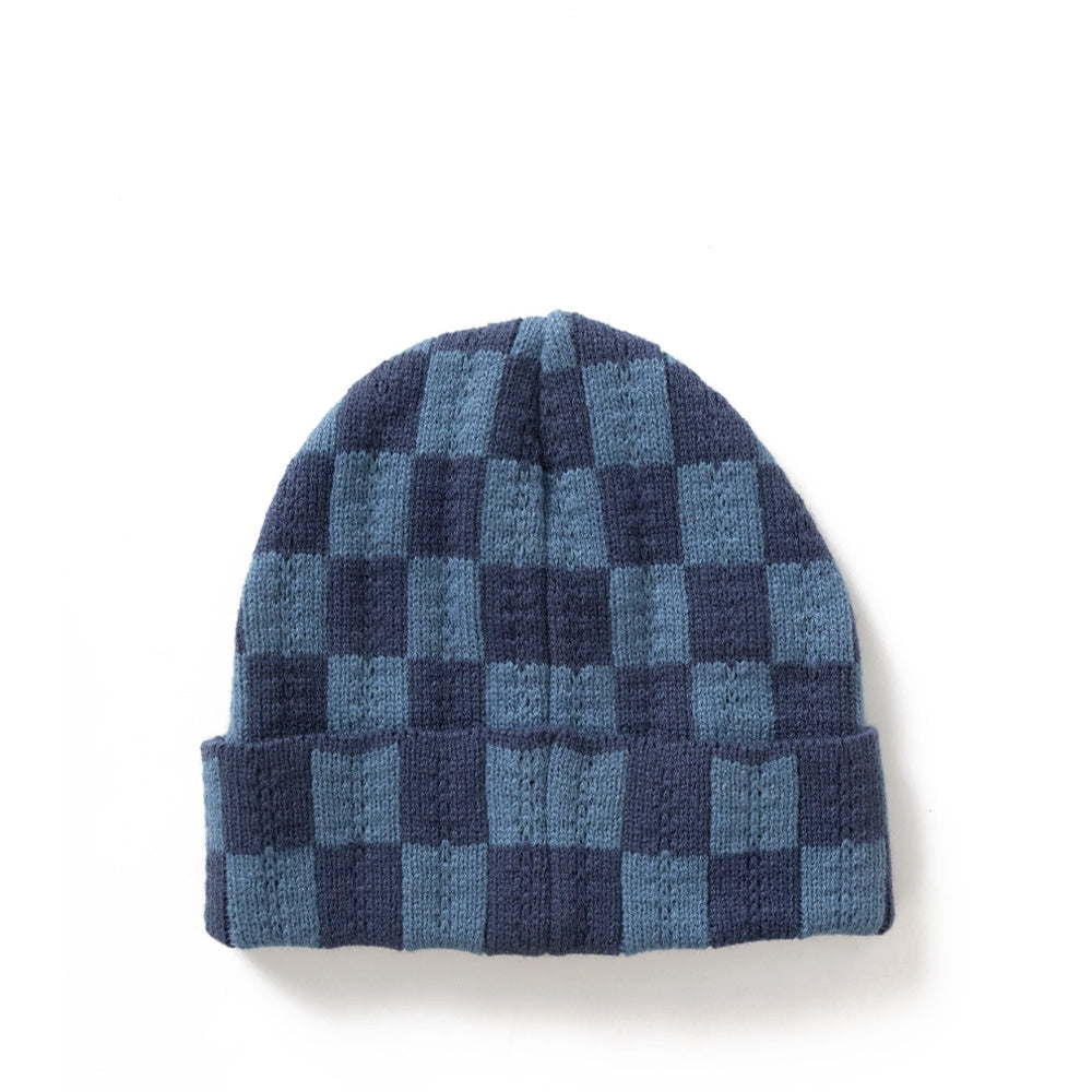 Chunky Check Beanie - Navy