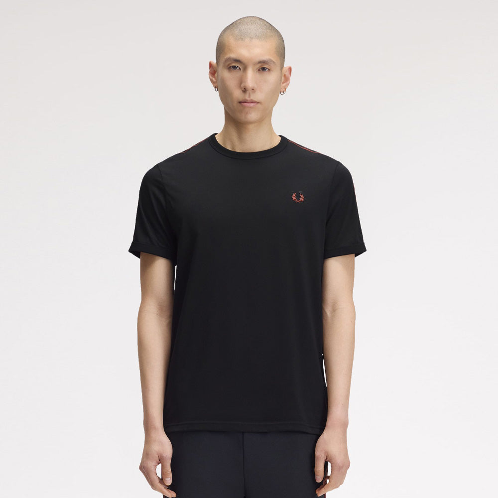 Contrast Tape Ringer T-Shirt - Black