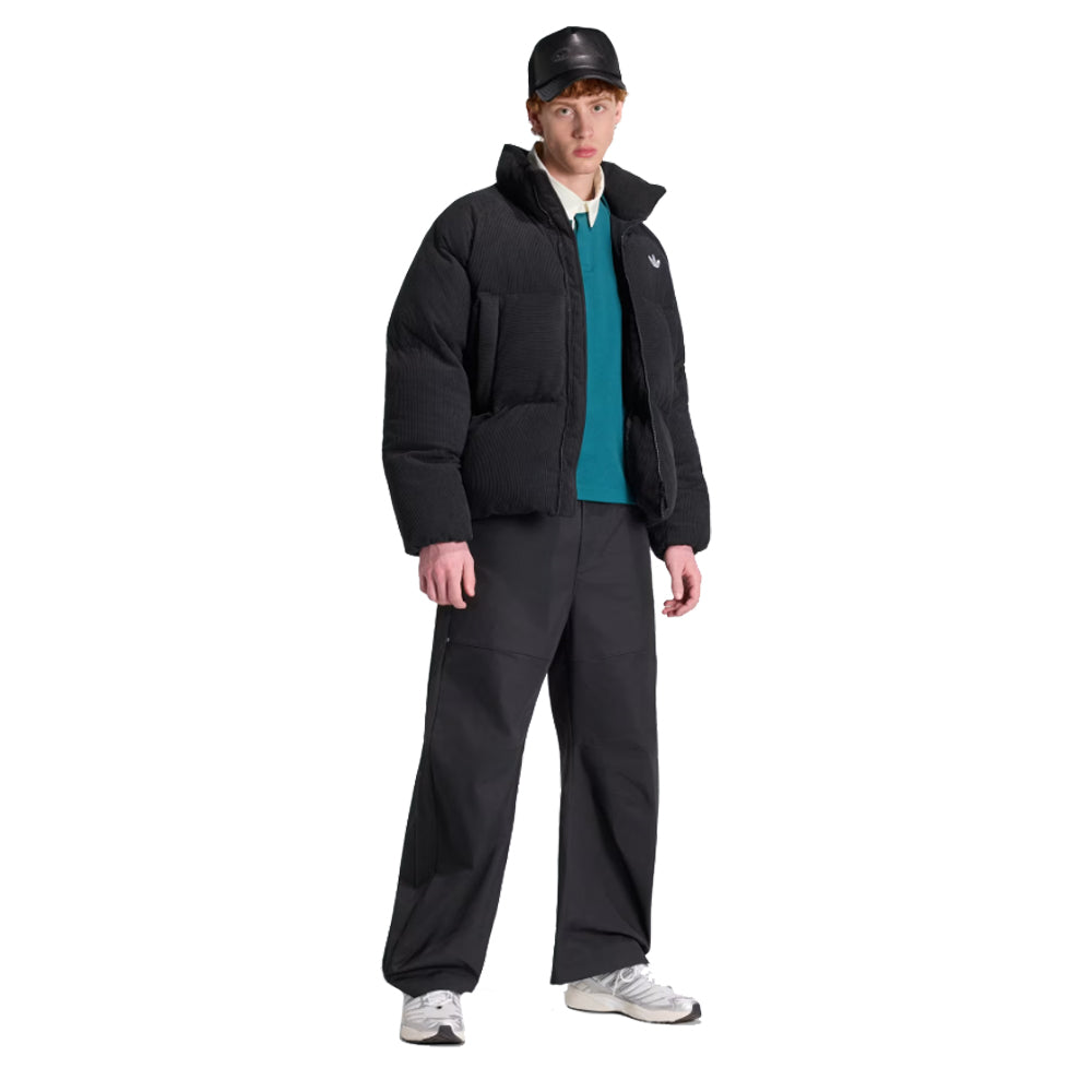Cord Puffer Jacket - Black