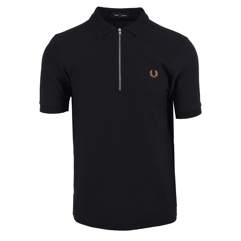 Crepe Piqué Polo Shirt - Black