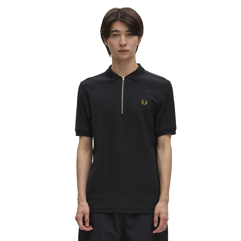 Crepe Piqué Polo Shirt - Black