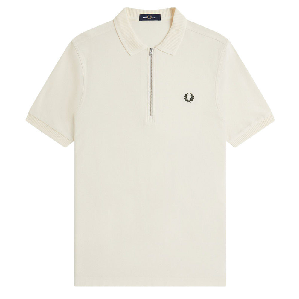 Crepe Piqué Polo Shirt - Ecru