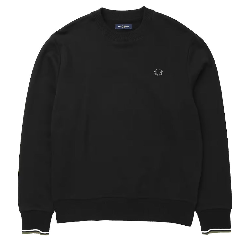 Crew Neck Sweatshirt - Black/Ecru/Laurel Wreath Green