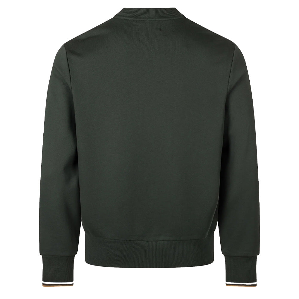 Crew Neck Sweatshirt - Night Green/Dusky Blue/Dark Caramel