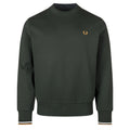 Crew Neck Sweatshirt - Night Green/Dusky Blue/Dark Caramel