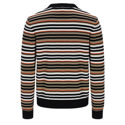 Elias Knitted Stripe Crew - Black/Gardenia