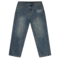 Flying Skull Pu Applique Relaxed Jeans - Dark Blue