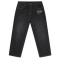Flying Skull Pu Applique Relaxed Jeans - Washed Black