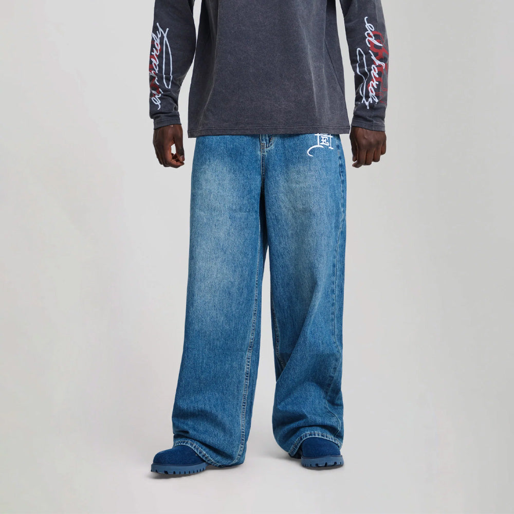 Gothic Contrast Cross Xxtra Jeans - Mid Blue