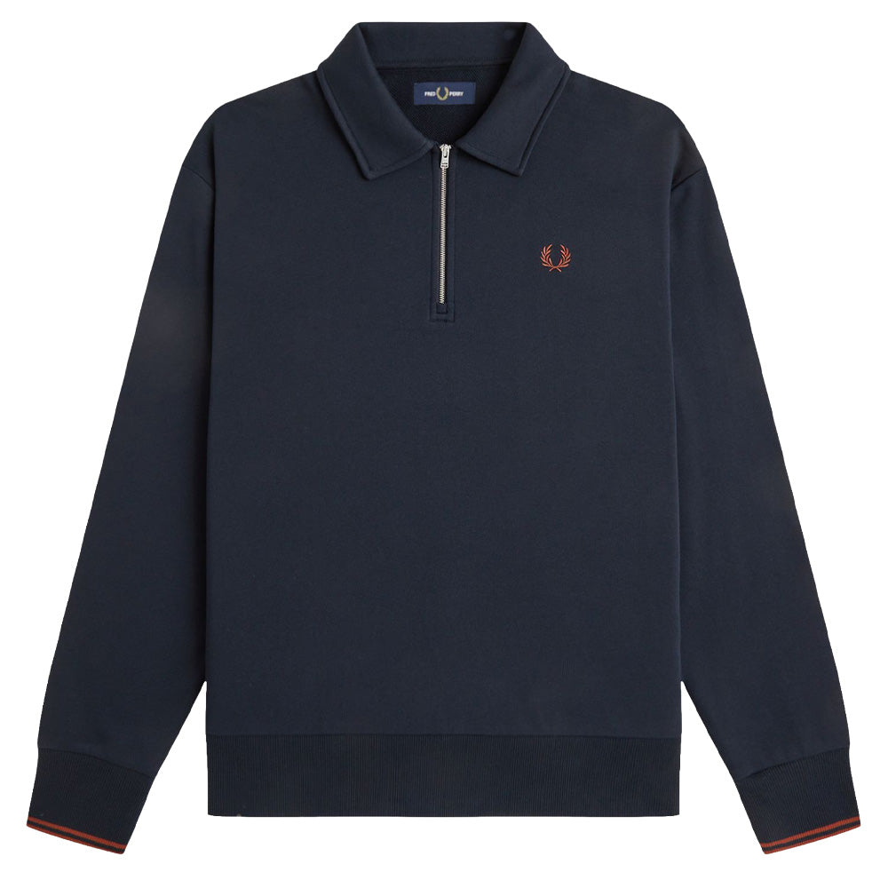Half Zip Collared Sweatshirt - Navy