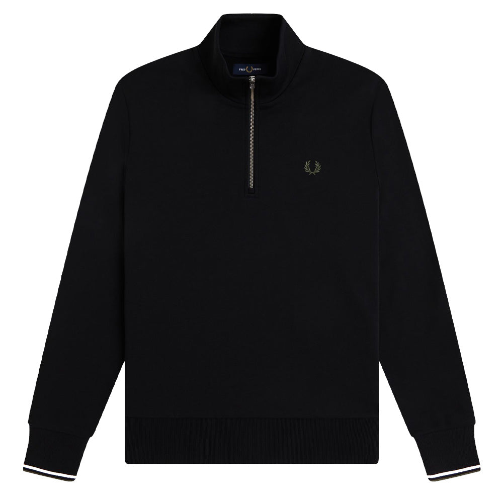 Half Zip Sweatshirt - Black/Ecru/Laurel Wreath Green