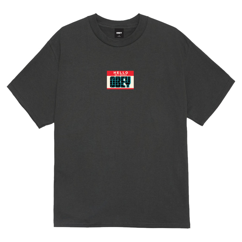 Hello I Never Obey T-Shirt - Vintage Black