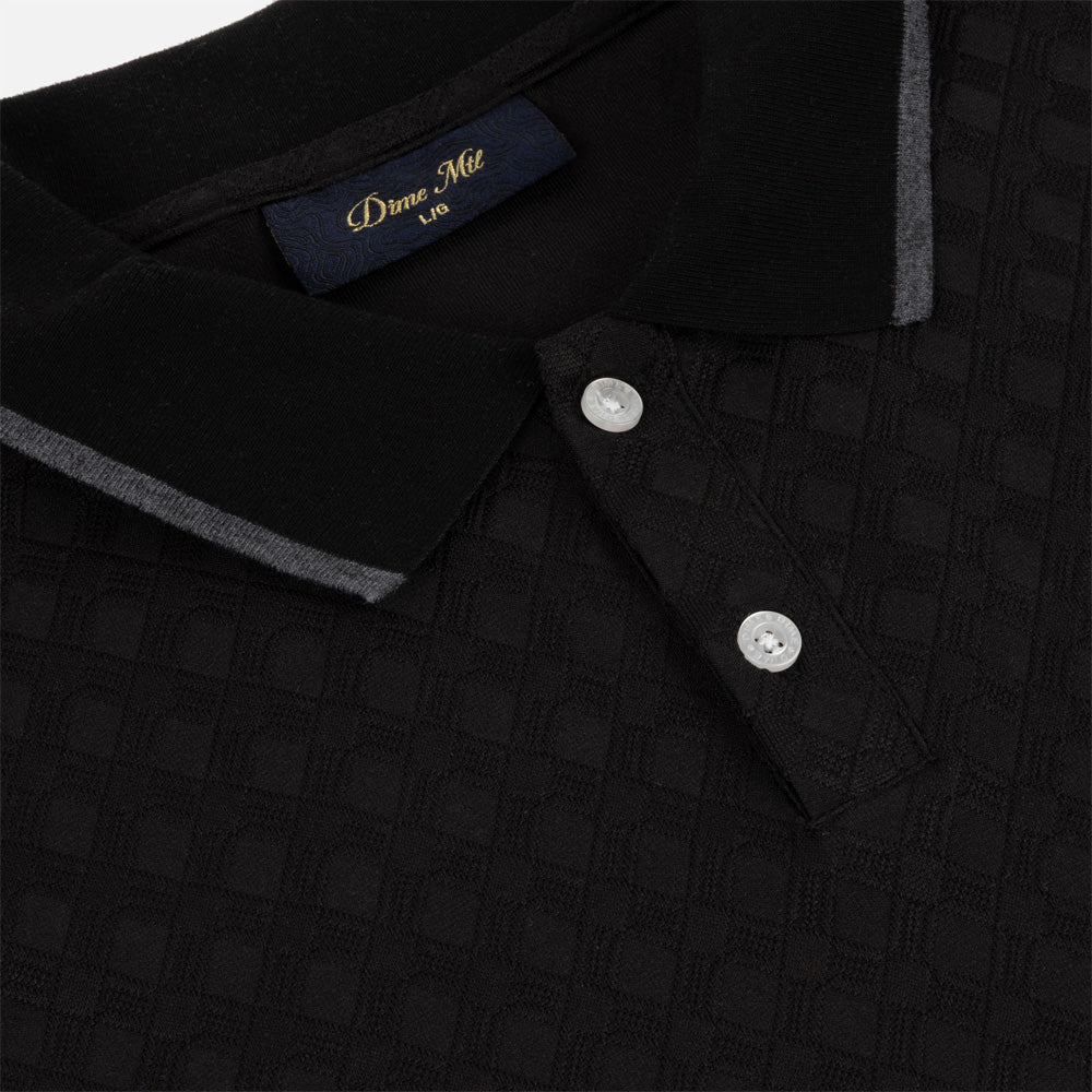 Jacquard LS Polo - Black