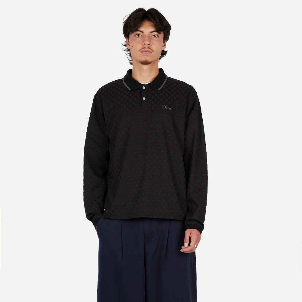 Jacquard LS Polo - Black