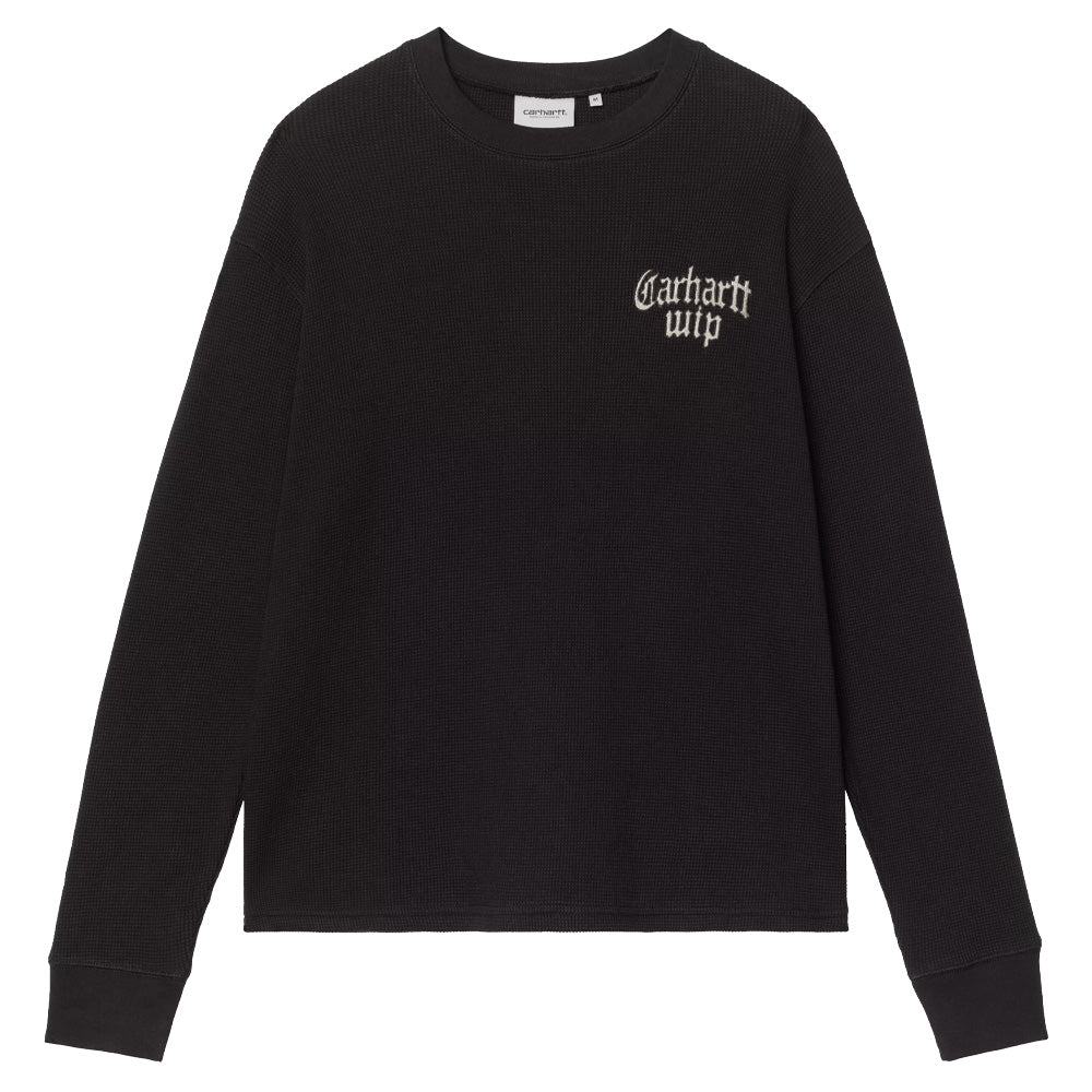 L/S Blackletter Waffle T-Shirt - Black/White