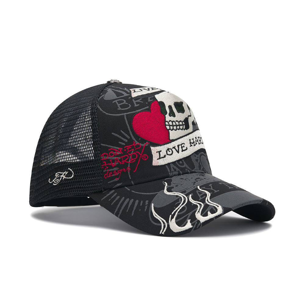 Live Fast Love Hard 5 Panel Trucker Cap - Black