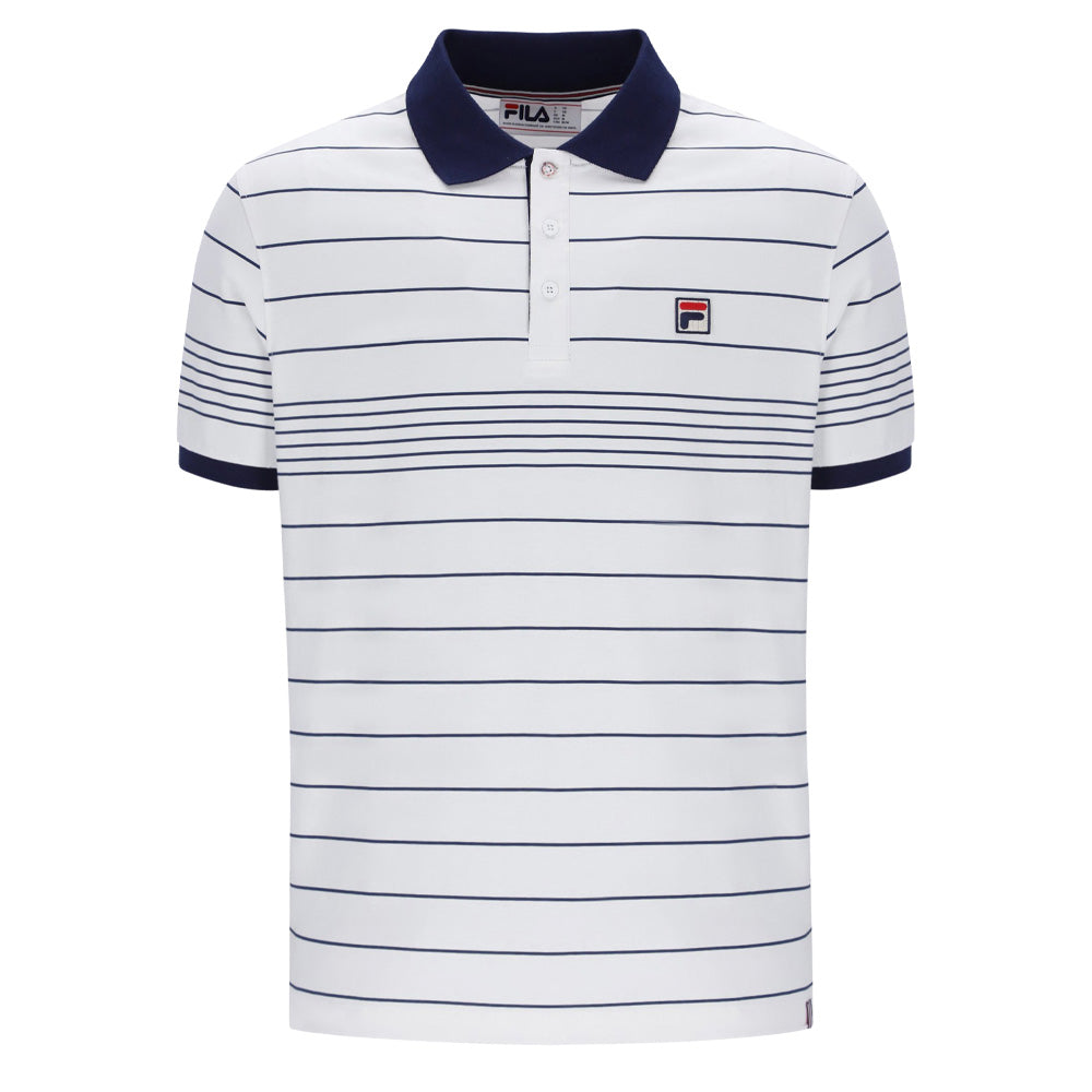 Logan Stripe Polo - White/Navy