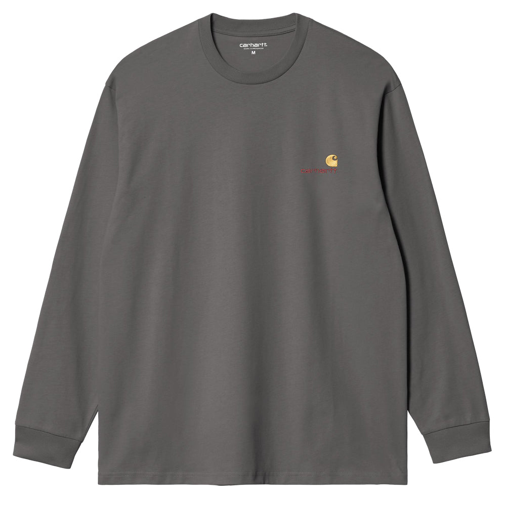 Long Sleeve American Script T-Shirt - Graphite