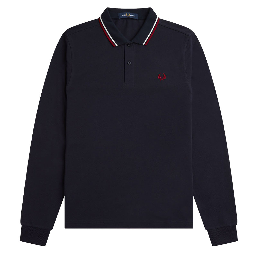 M3636  Polo Shirt- Navy/Snow White/Burnt Red