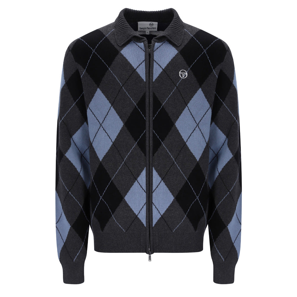 Marco Knitted Cardigan - Charcoal/Black/Country Blue