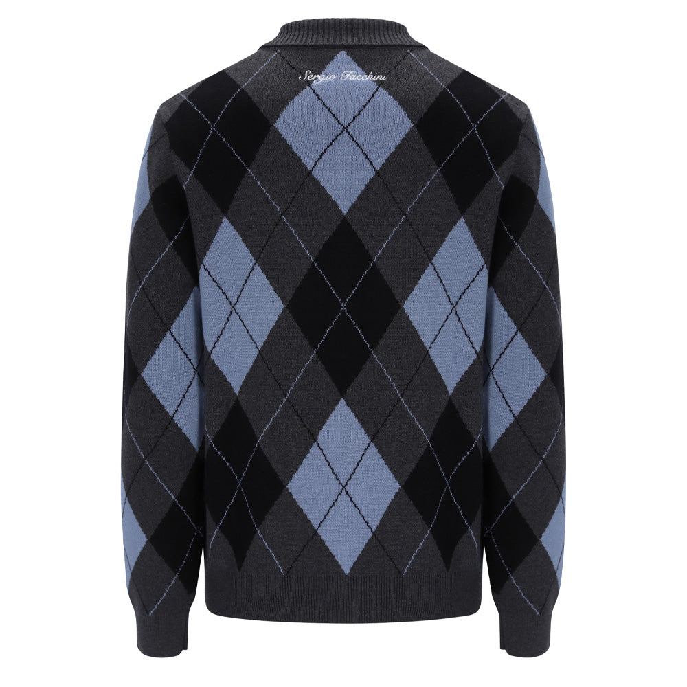 Marco Knitted Cardigan - Charcoal/Black/Country Blue