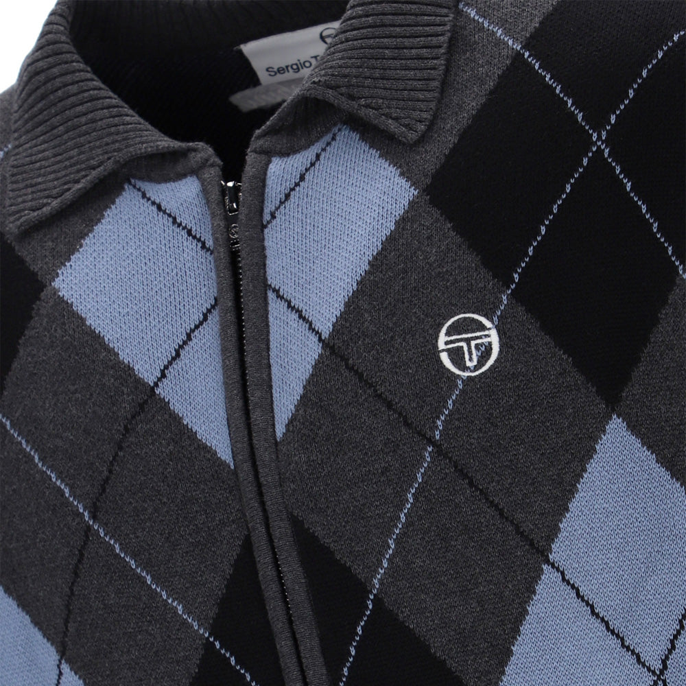 Marco Knitted Cardigan - Charcoal/Black/Country Blue