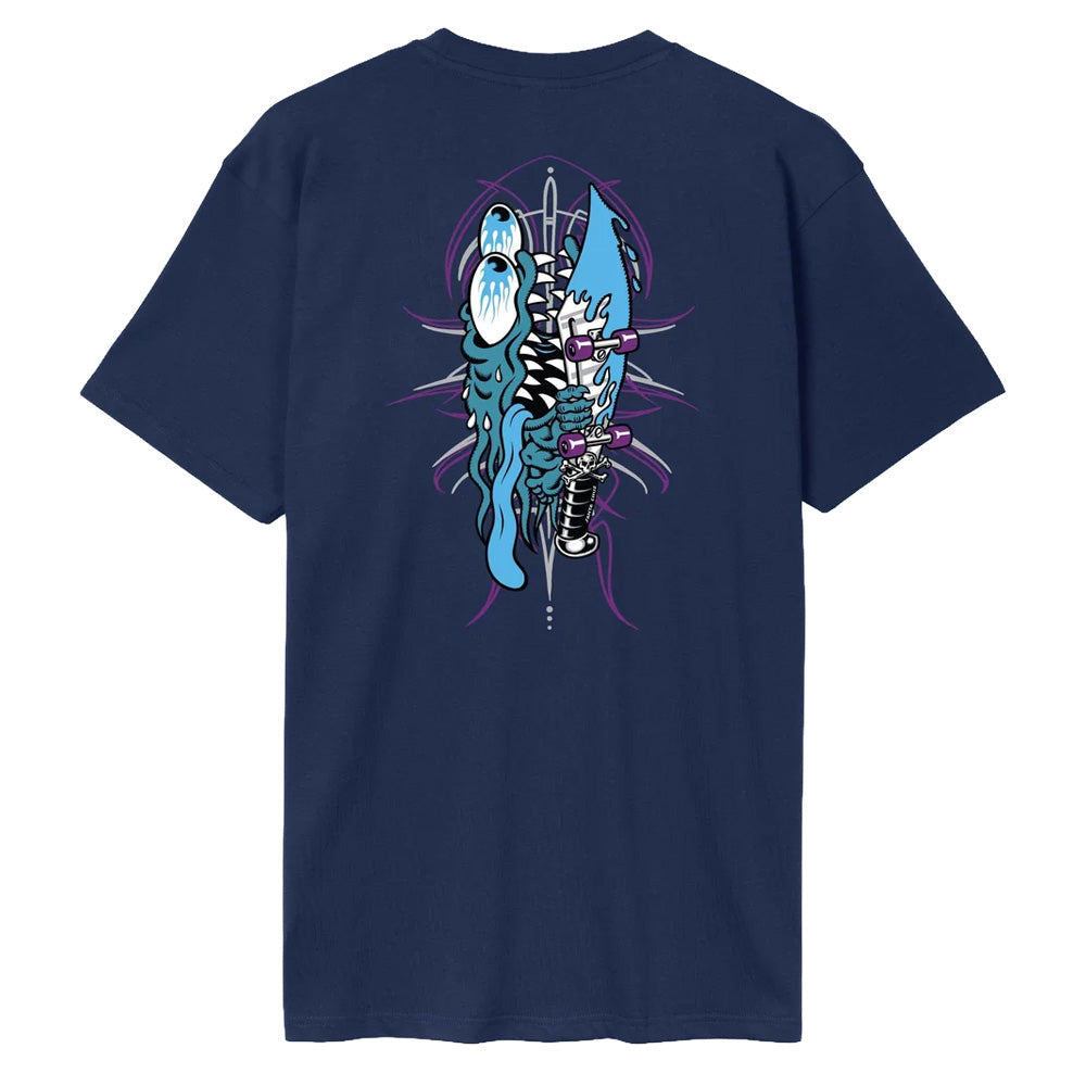 Meek Pinstripe Slasher T-Shirt - Midnight Blue
