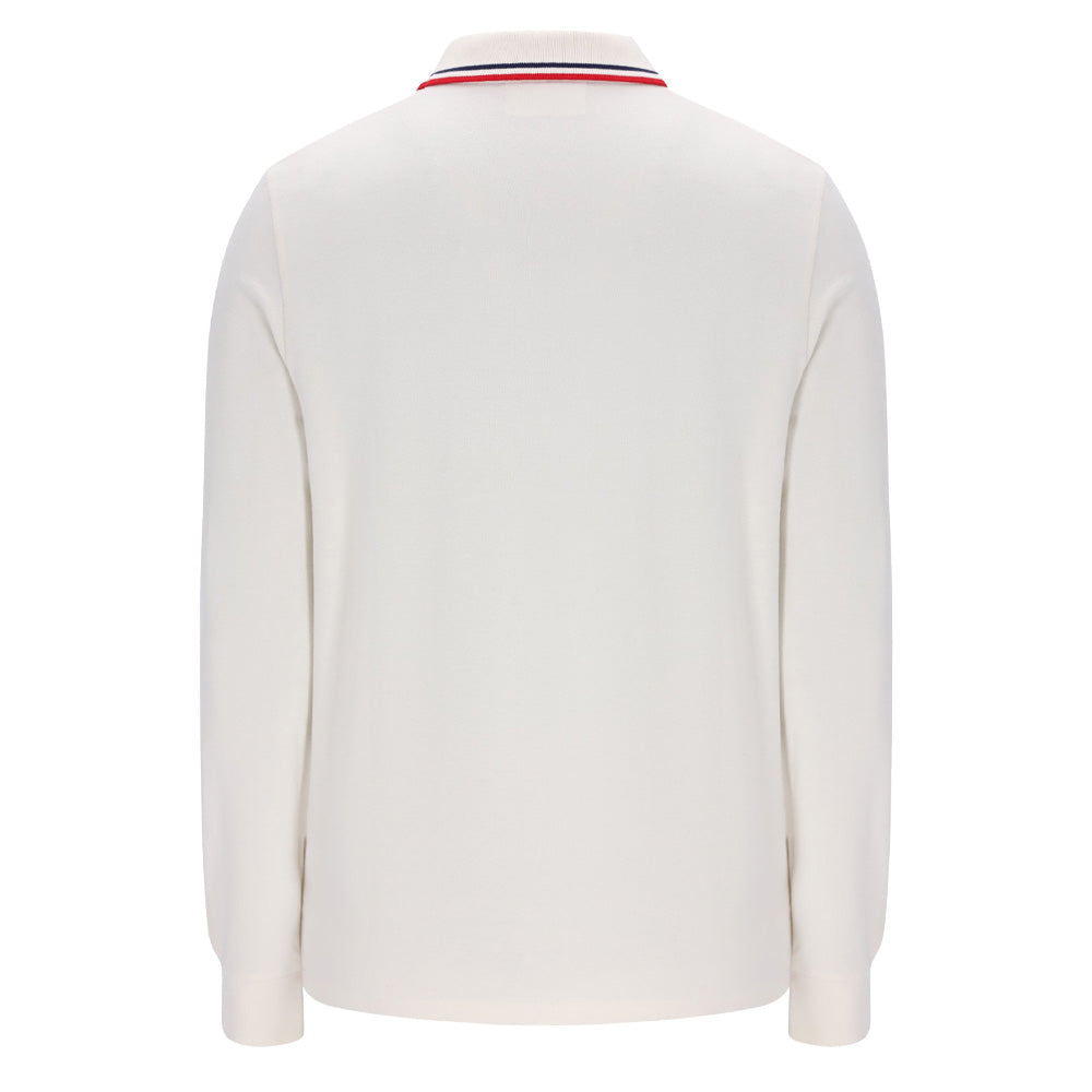 Monte Tipped Collar L/S Polo - Gardenia/Red/Navy