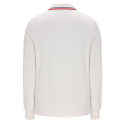 Monte Tipped Collar L/S Polo - Gardenia/Red/Navy
