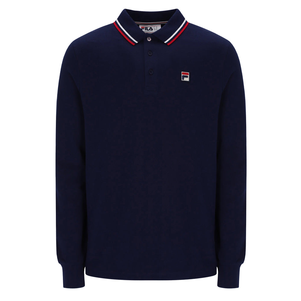Monte Tipped Collar L/S Polo - Navy/Red/White