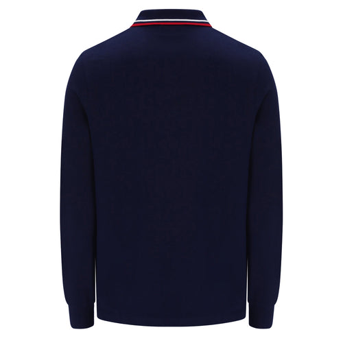 Monte Tipped Collar L/S Polo - Navy/Red/White