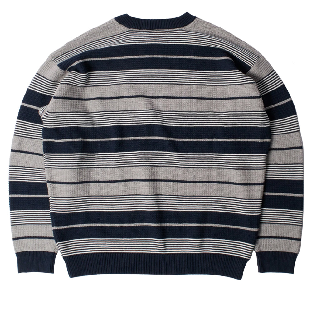 Neatly Striped Knitted Sweatshirt - Navy